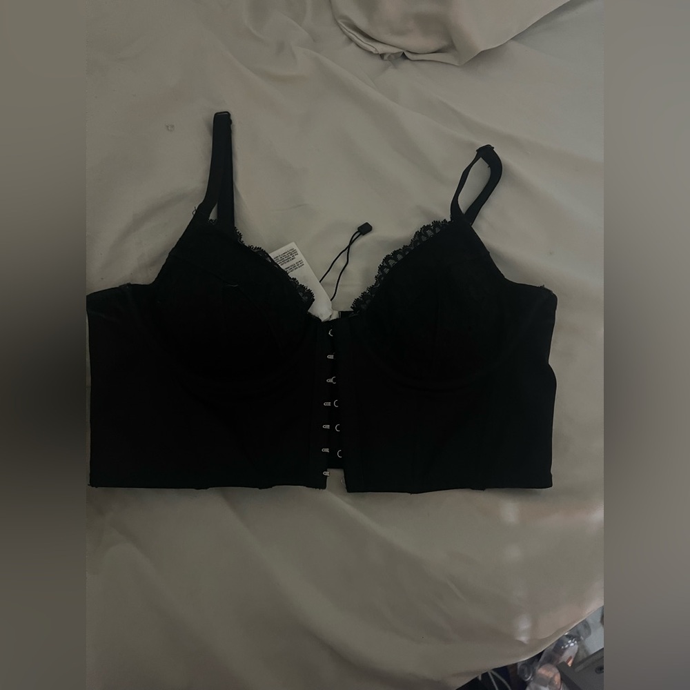 Garage black lace cropped corset
